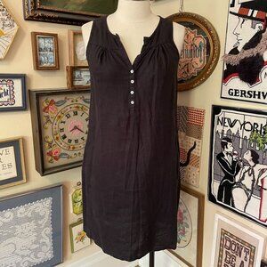 Allen Allen Womens Sleeveless Linen Dress With Button Placket Size L